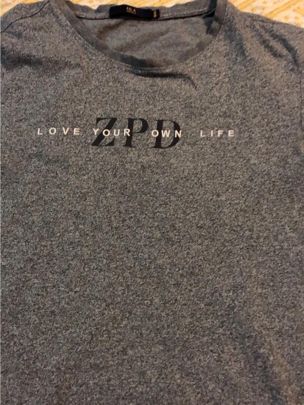Grey Graphic Tee with 'Love Your Own Life' Detail